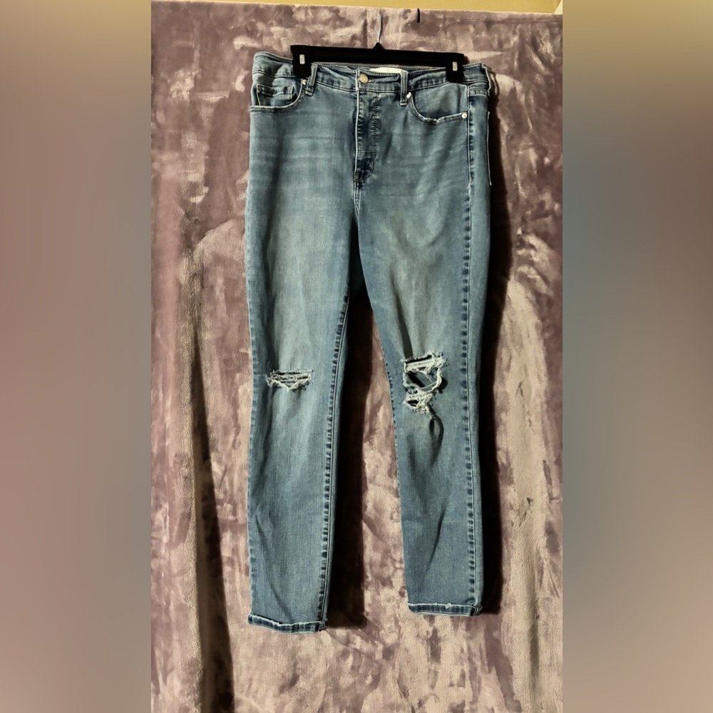 Sam Edelman Trendy Blue Distressed High Rise Skinny Jeans Size 31 Boho Hippie